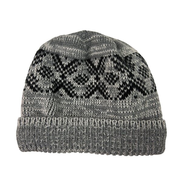 Kids Gray Knit Beanie Fleece Lined Winter Hat - Picture 1 of 8